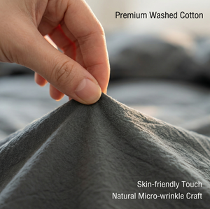 Parure de lit quatre pièces en coton lavé couleur unie moderne, ultra douce, durable, respirante, résistante <span class=keywords><strong>à</strong></span> la décoloration et aux plis, pour toutes les saisons - Product Image 3