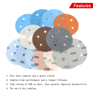 Papier abrasif super fin FV à 5 trous <span class=keywords><strong>de</strong></span> 5 pouces, papier abrasif imperméable pour le polissage et la finition du métal et du bois - Product Image 3