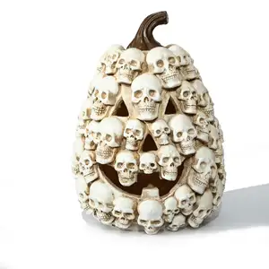 Resin Crafts Halloween Skull Pumpkin Figurine for Party Decorations