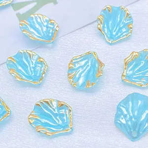 Acrylic frosted golden edge shell pieces handmade DIY jewelry accessories golden edge acrylic beads