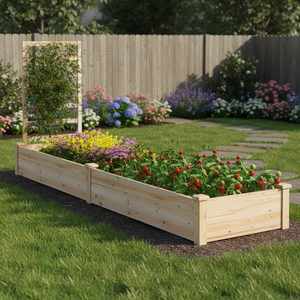 Jardinière surélevée en bois avec treillis pour plantes grimpantes, fleurs, herbes, légumes, fruits, jardin, culture de plantes - Product Image 3