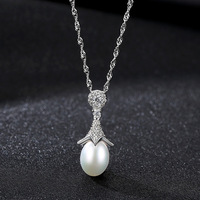 Collar de Plata de Ley S925 con Perla Natural de Agua Dulce y Circonita Cúbica, Estilo Minimalista, Joyería de Lujo para Mujer, Cadena para Clavícula