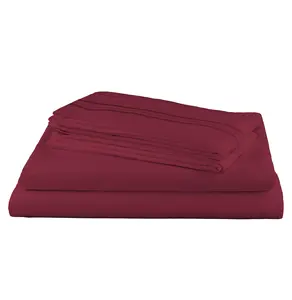 Hot Products Hotel Luxury Burgundy 4PC Deep pocket Queen Size Bed Sheets Set bedding set microfiber sheet set