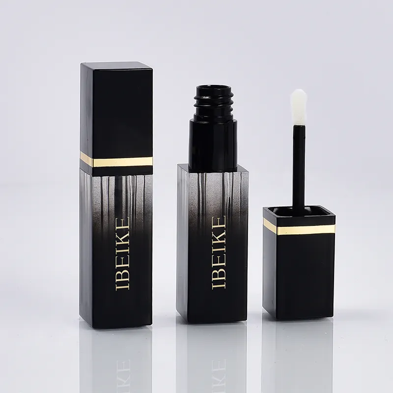 Wholesale 5ml square lip glaze tube black gradient lip gloss tube lipstick package
