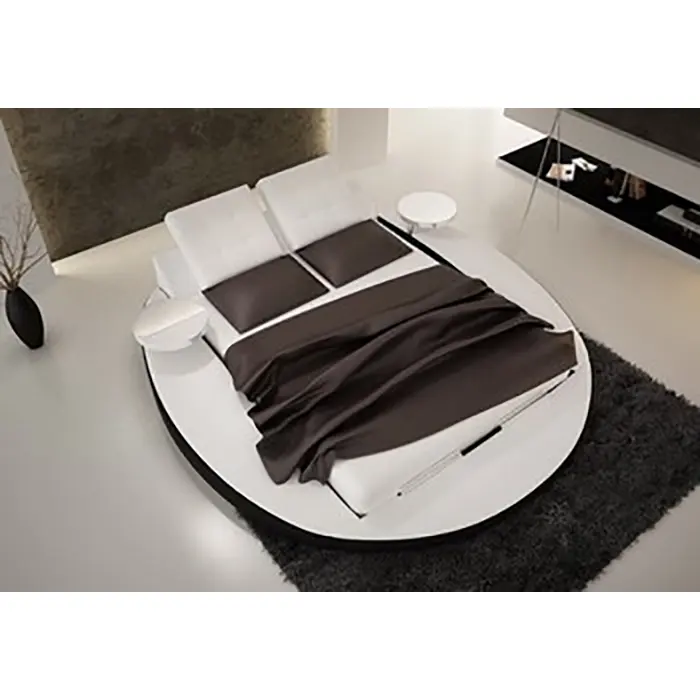Modern Bedroom furniture villa Luxury design Wood Round leather big size bed set