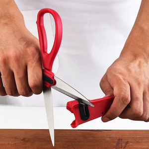 Kitchen Scissors Stainless Steel 3.5 In Red With Sharpener For Food Vegetable Cutting Household Office Use - Product Image 4