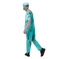 Déguisement d'Halloween d'Horreur pour Hommes, Tenue de Médecin Chirurgien Zombie Verte, Costume Adulte