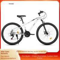 Vélo de montagne pour adultes, 27 vitesses, freins à disque, suspension avant, changement de vitesse, roues de 24 pouces, cadre en acier à haute teneur en carbone, jantes en alliage d'aluminium