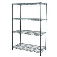 Système de rayonnage industriel en acier robuste 48''x24'' à 4 niveaux, protection anti-corrosion verte, étagères métalliques pour le stockage