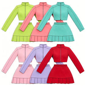 Conjunto de 2 Piezas para <span class=keywords><strong>Niñas</strong></span>, Chaqueta Corta y Falda Plisada, Estilo Dulce y Moderno para la Escuela, Conjuntos de Ropa Deportiva - Product Image 3