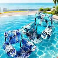 Hamac flottant gonflable de haute qualité, pliable, imprimé, avec dossier, personnalisable OEM pour fête au bord de la piscine