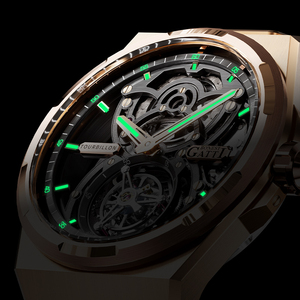 Montre mécanique automatique squelette tourbillon de luxe pour homme BONEST GATTI, boîtier en acier inoxydable, étanche, design lumineux, 80H - Product Image 6