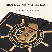 Carnet A5 à cadenas à combinaison avec roue de boussole, motif voile nautique, épaissi, 5 couleurs, stock important, offre pack de recharges