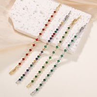 Ensemble de 4 bracelets tendance personnalisables en alliage de zircon avec fleurs, chaîne tennis colorée pour femme, idéal pour les soirées