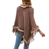 Nouveau manteau Cape tricoté pour femmes avec glands décontracté couleur unie pull lâche tricot longue longueur col rond épais pour la saison d'automne