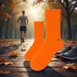 Customizable Logo Plain <b>Orange</b> Breathable Crew <b>Socks</b> for Men Women Casual Long Style Cotton Polyamide Elastane Autumn - Product Image 3