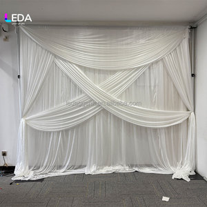 Cortinas Barrocas Blancas Pre-fabricadas a Medida con Bolsillo para Barra Integrado, para Decoración de Bodas - Product Image 4