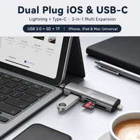 Petit lecteur de carte SD double tête USB C et USB A avec USB3.0 5 Gbps 5 en 1 compatible avec MacBook Type-C Téléphones Hub USB