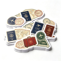 Autocollants de voyage Haoxuan pour passeport, en PVC blanc, motifs avion, bagages, carte, carte d'embarquement, graphiques vintage, mats, imperméables, découpés à la forme