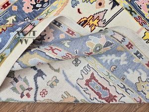 Tapis Oushak noué à la main, tapis turc en laine, tapis d'intérieur, motif floral oriental, style vintage, décoration de salon - Product Image 6