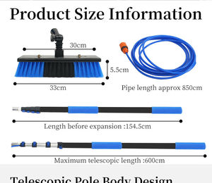 Brosse de nettoyage pour panneaux solaires et kit d'outils de lavage avec perche télescopique de 6 m, buse étanche, poignée en plastique PP - Product Image 6