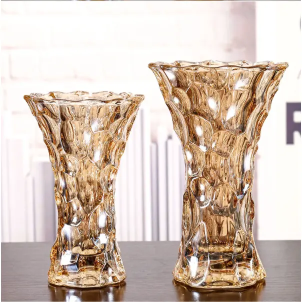 Blumenvase Glas Große Größe Phoenix Schwanz form Verdickung Design Klargold Glasvase für Wohnkultur, Hochzeits vase oder Geschenk