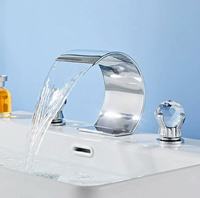 Robinet de lavabo moderne à 3 trous, à double poignée, en laiton noir et or, avec valve en céramique, pour chambre, salle à manger, extérieur et salle de sport