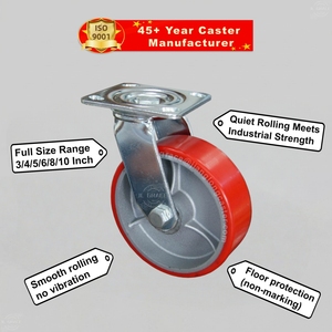 <span class=keywords><strong>Ruedas</strong></span> Giratorias <span class=keywords><strong>de</strong></span> Acero <span class=keywords><strong>de</strong></span> Alta Resistencia para Uso Industrial, con Placa <span class=keywords><strong>de</strong></span> 114x100mm, <span class=keywords><strong>de</strong></span> PP y PU, para Carros y Carretillas, Certificación ISO9001, Venta al Por Mayor - Product Image 1