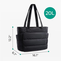Sac fourre-tout léger et rembourré, multi-poches, organisé, imperméable, en nylon, sac fourre-tout quotidien, sac à bandoulière matelassé, sac à main