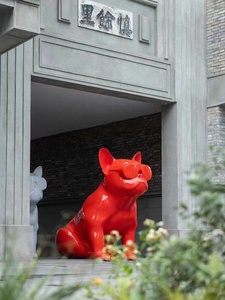 Statua del Bulldog francese progettata su misura in fibra di vetro scultura in resina per interni all'aperto con occhiali da sole decorazione di arte animale - Product Image 6