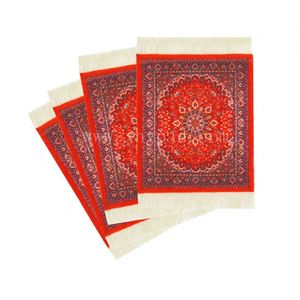 Sous-verres de style arabe en gros, écologiques, en tissu et caoutchouc, aspect tapis, épaisseur 3 mm, pour cadeaux - Product Image 3