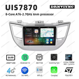 Radio de Coche 2K 7870 con Android 13, Pantalla Estéreo, Carplay, GPS, DSP, Cámara 360, Sistema Multimedia para <span class=keywords><strong>Hyundai</strong></span> <span class=keywords><strong>Tucson</strong></span> 2015-<span class=keywords><strong>2018</strong></span> - Product Image 3