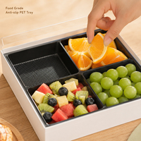 Boîte à gâteau, sandwich, fruits, dessert, multi-compartiments, jetable, écologique, avec couvercle transparent, en carton, pour emporter, emballage pour la restauration