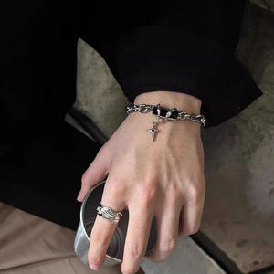 กำไลข้อมือคู่รัก ดีไซน์เรขาคณิต สไตล์แอสทรัล วินดิ้ง แบล็คไดมอนด์ โจ๊กเกอร์ สำหรับทุกเพศ วัสดุไทเทเนียมสตีล ขายส่ง - Product Image 1