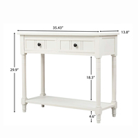 Console d'entrée contemporaine moderne de style français en chêne blanc antique avec 2 tiroirs de rangement pour salon et mobilier de maison