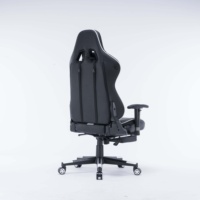 Chaise de jeu ergonomique pivotante moderne en similicuir PU avec repose-pieds, base en fer et vérin à gaz 3 positions pour salle de jeux et bureau