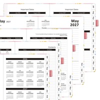 Agenda mensuel et quotidien relié en cuir avec calendrier, couverture personnalisée, juillet 2026 - juin 2027