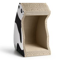 Mignonne maison à gratter pour chat en forme de panda, lit pour chat en carton ondulé, planche à gratter, meuble cachette pour animaux de compagnie