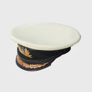 メンズオフィサーハット新しい高品質刺Embroideryデザインハットホワイトブラックカラーデザインユニフォーム帽子