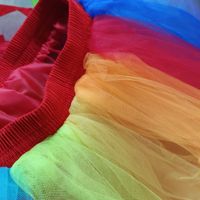 Jupe tutu arc-en-ciel de carnaval en organza et mousseline à volants, costume Y2K longueur cheville pour femme adulte grande taille, fête d'Halloween et Pride