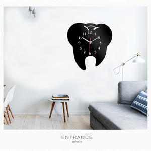 Horloge murale décorative en acrylique noir motif dentaire pour école et maison – Horloge de dentiste - Product Image 6
