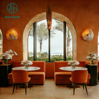 Ensemble de table et chaises rondes en marbre pour restaurant, café, et mobilier de banquette avec canapé