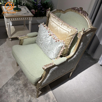 Salon Royal Français Ensemble Personnalisable en Bois Meubles Classiques pour Villa Hôtel Européen de Luxe Chaise de Loisirs Rétro en Velours Antique