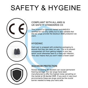 من المصنع ، سدادات أذن سوداء مريحة مضادة للضوضاء ، سدادات أذن من الفوم الصناعي ، سدادات أذن من الفوم الصناعي لإلغاء الضوضاء - Product Image 3