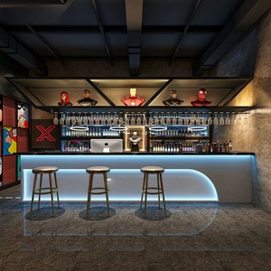Comptoir de bar à cocktails en bois écologique, durable, résistant aux taches, pour boîte de nuit, bar à LED - Product Image 2