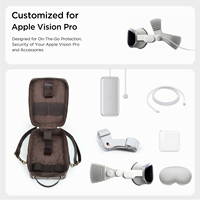 Étui de transport vintage en cuir pour Apple Vision Pro CF4018, ensemble d'organisateurs technologiques authentiques avec fermeture éclair, chargeur de batterie, câble de données