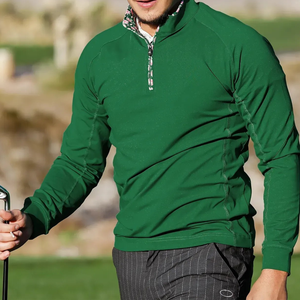 Pull de golf personnalisé de haute qualité avec logo brodé, léger, respirant, écologique, fermeture éclair quart, impression numérique régulière - Product Image 1
