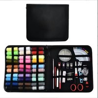 Kit de couture mini format en promotion, sac de voyage carré noir portable avec logo personnalisé, pour tricot et couture, en coton et acier inoxydable