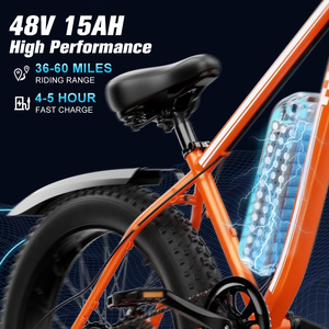 Vélo électrique tout-terrain à suspension avant rapide, pneus larges de 26 pouces, frein à disque à 7 vitesses, 1000 W, 48 V, 15 Ah, en stock aux États-Unis - Product Image 5