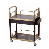 Chariot de service de luxe en acier inoxydable à 2 niveaux pour bar, thé et vin, robuste, pour hôtels, restaurants et traiteurs
